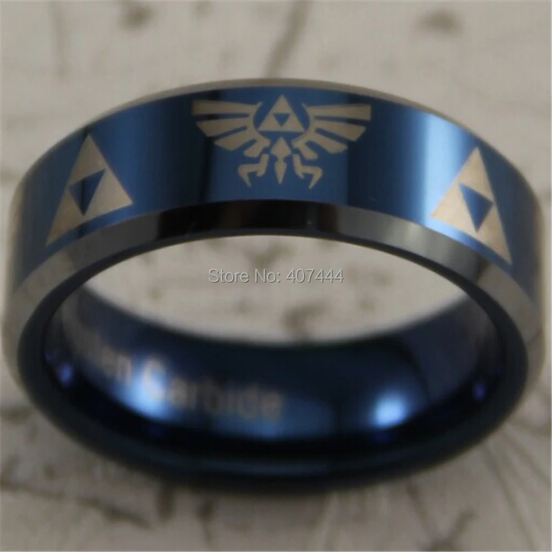 YGK JEWELRY Лидер продаж 8 мм Синий Серебряный скос свободный крой Легенда о Zelda Мужская Вольфрам обручальное кольцо