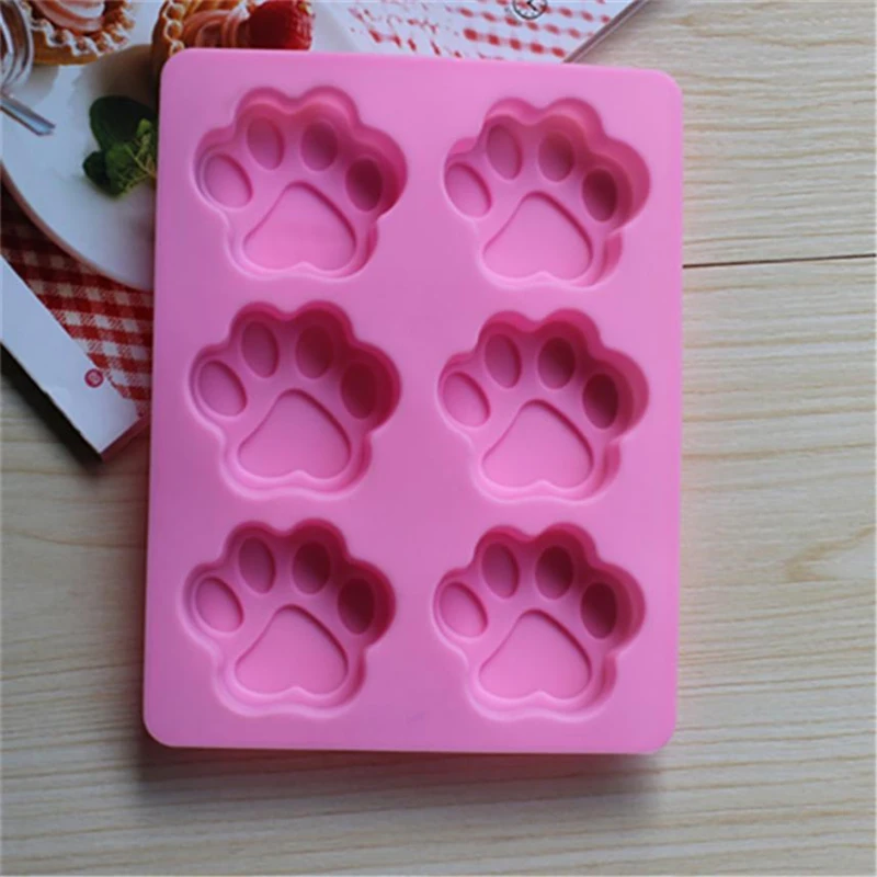 2018 New Creative  Cat Paw Print Silicone Cookie Cake Candy Chocolate Mold Soap Ice Cube Mold Practical Reusable C0406#30       03