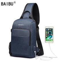 BAIBU многофункциональная нагрудная сумка мужская повседневная сумка через плечо usb зарядка нагрудная Сумка водоотталкивающая ipad сумка-мессенджер