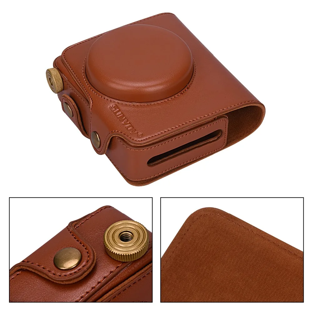 Marrone SUNYOY Custodia in pelle PU con tracolla per fotocamera istantanea Leica Sofort