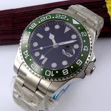 43mm Bliger Black Sterile Dial no logo GMT Date Sapphire Glass Luminous ceramic bezel Deployment Automatic Movement men's Watch 43mm Bliger Black Sterile Dial no logo GMT Date Sapphire Glass Luminous ceramic bezel Deployment Automatic Movement men's Watch