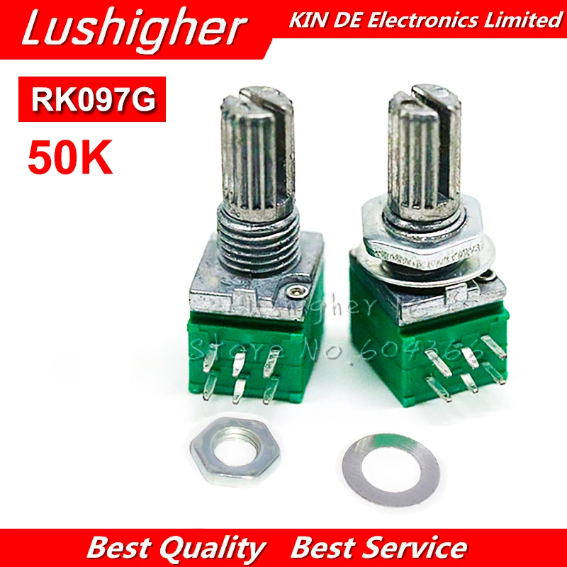 5pcs RK097G 50K 6pin Shaft 15mm Single Linked Potentiometer B50K With A