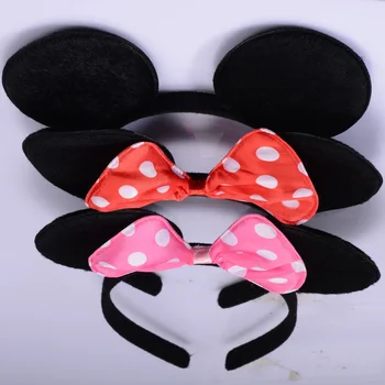 

Minnie Mouse Ears 30pcs Headbands Black Red Polka Dot Bow Party Favors Headband Children Birthday Halloween ChristmasHeadwear