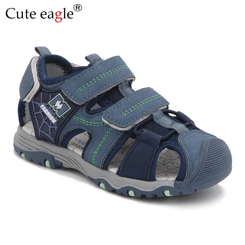 Summer Boys Closed Toe Sandals Newest Children Soft Leather Walking Sandal Adjustable Shoes for Beach Travel Sports Activities