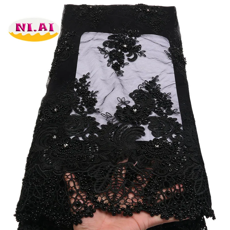 

High Quality Swiss Gold Lace, Luxury African Lace 2018, Nigerian Evening Dresses Handbeaded Lace MR1521B
