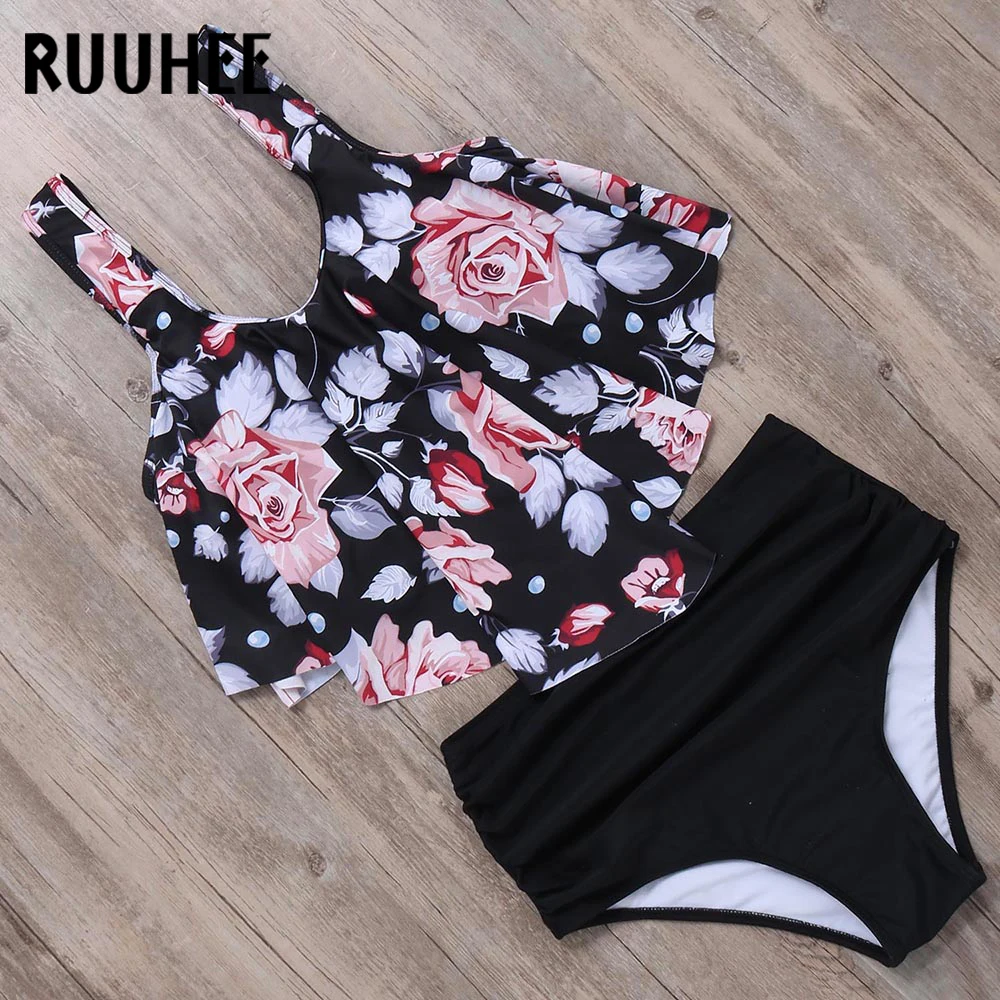 Preise RUUHEE Bikini 2019 Badeanzug Bademode Frauen Hohe Taille Tankini Bikini Set Push Up Badeanzug Frauen Bademode Plus Size Bademode