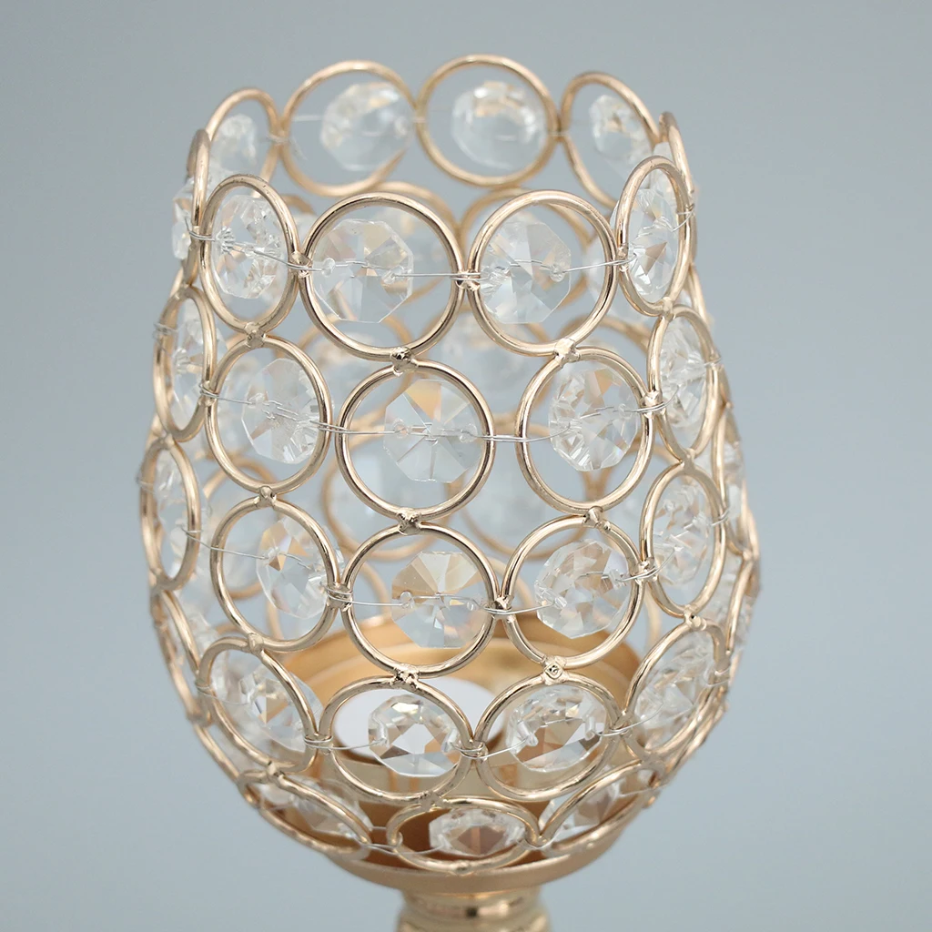 MagiDeal Crystal Tea Light Candleholder Bowl Wedding Window Top 27cm/33cm/38cm for Wedding Holidays Decor