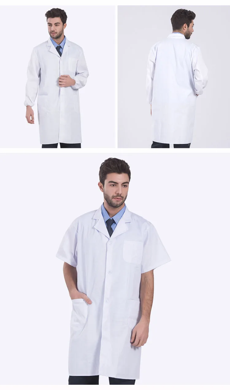 Men Women Work Cothing White-coat Laboratory Working clothes Long Style Lab Coats Workshop Dust-proof Protective Clothing (7)