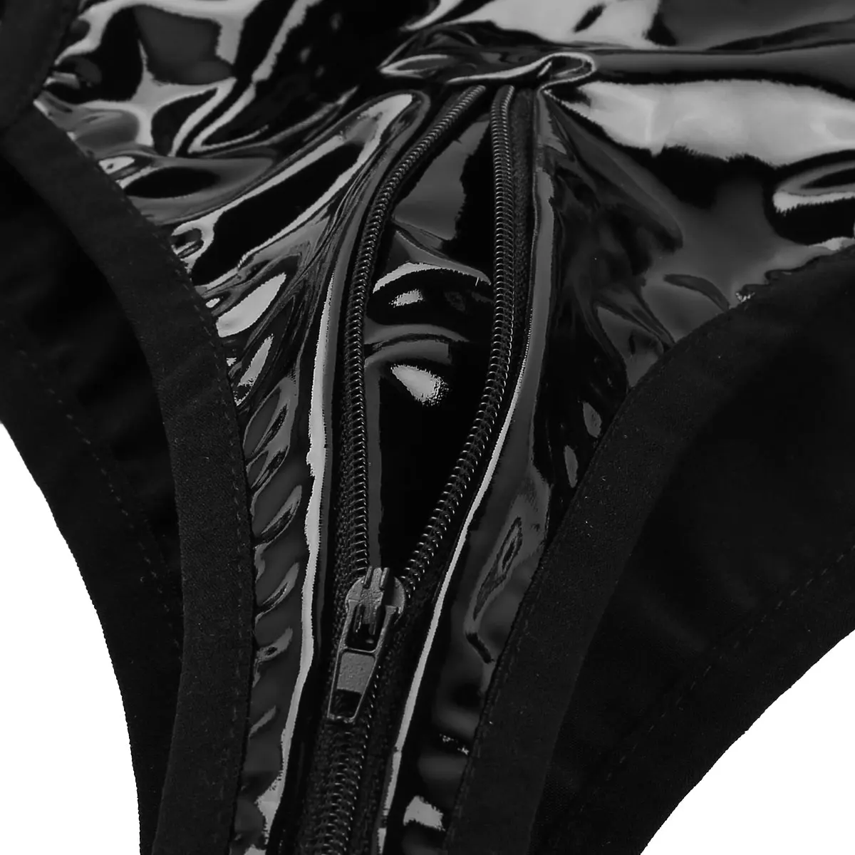 Женские горячие шорты Клубная одежда мокрого вида лакированная кожа Высокая талия молнии промежность бикини с подвязками ног