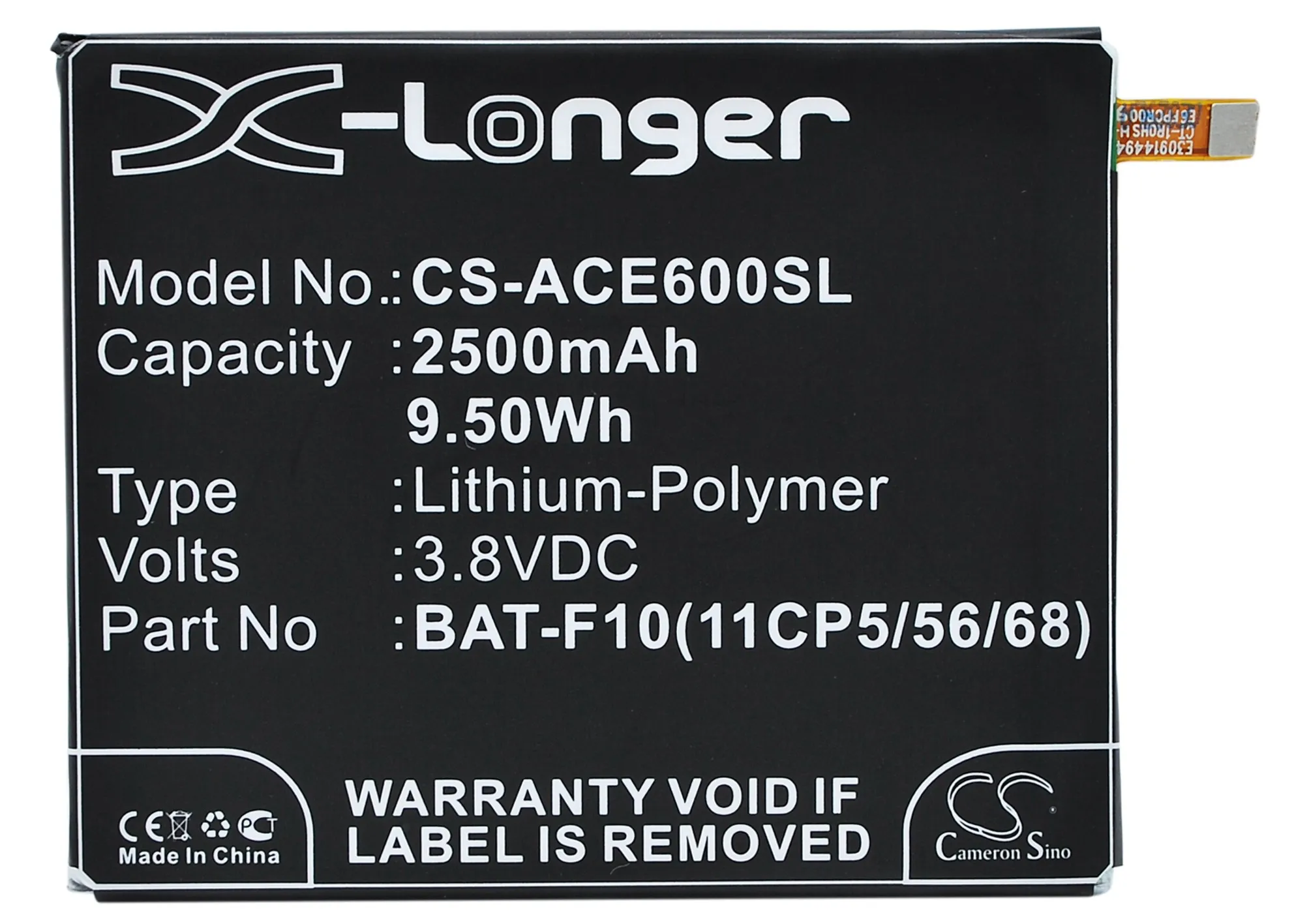 Cameron Sino Высококачественный аккумулятор BAT-F10 (11CP5/56/68) KT.0010S. 012 для Acer Liquid E600 |