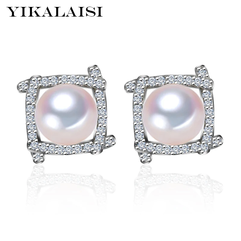 

YIKALAISI 2017 new fashion 925 sterling Silver Jewelry for women natural freshwater pearl jewelry for women 7-8mm pearl earrings