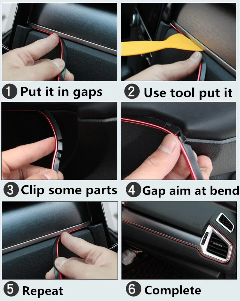 5M Cars Interior Decoration Strips Moulding Trim Dashboard Door Edge Universal For Car Auto Accessories In Car Styling 223