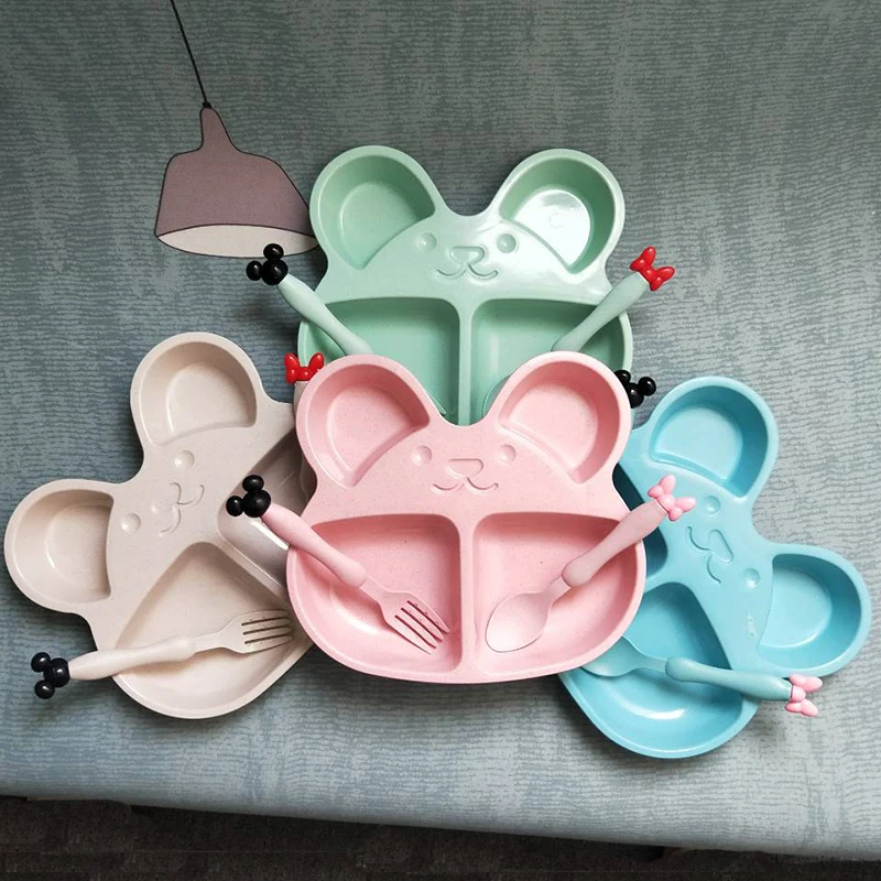 Wheat straw kids plates baby training bowl cute bear children tableware set baby dishes OPP Packaging Wheat straw kids plates baby training bowl cute bear children tableware set baby dishes OPP Packaging