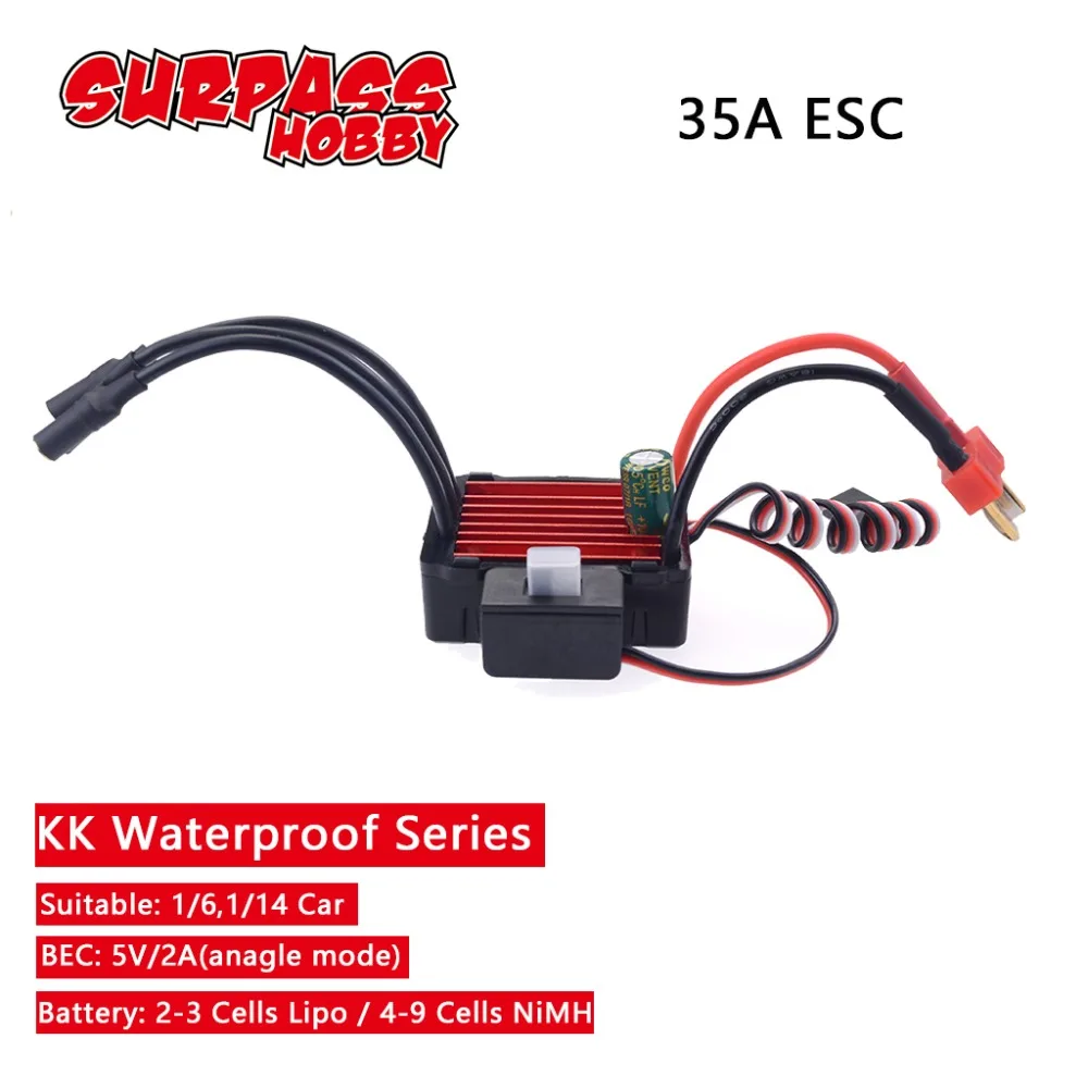 

SURPASSHOBBY KK Waterproof 35A ESC Electric Speed Controller for RC 1/16 1/14 RC Car 2838 2845 Brushless Motor