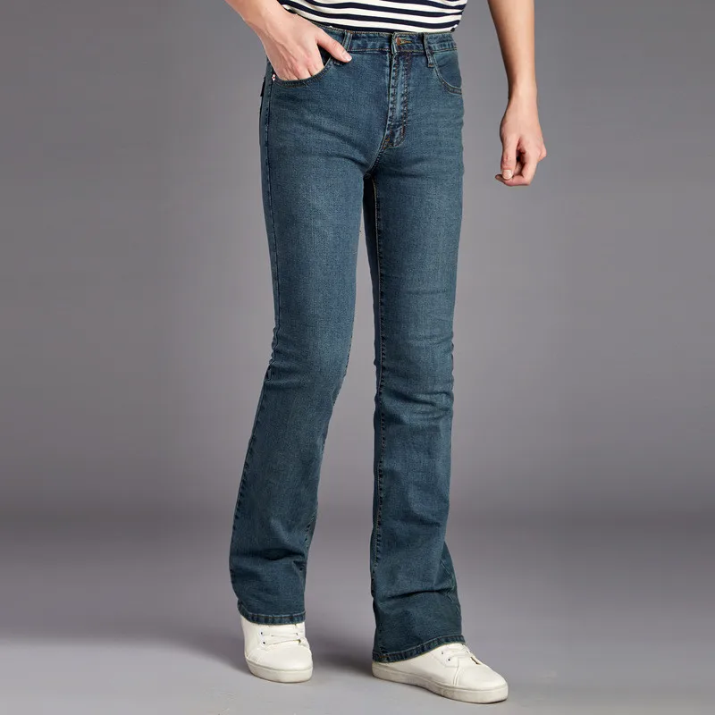2019 весна и осень новые мужские джинсовые брюки микро колокол Корейская версия прилива стрейч тонкий рог мужские джинсовые брюки