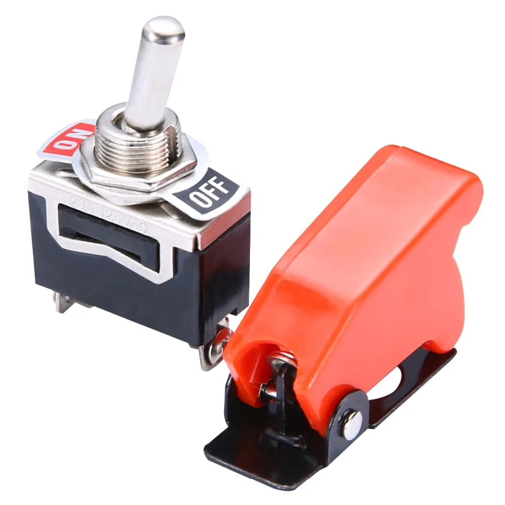 

New 10A 125V Illuminated Dark Red LED Toggle Switch Control ON/OFF with Aircraft Missile Style Flip Up Cover High Quality