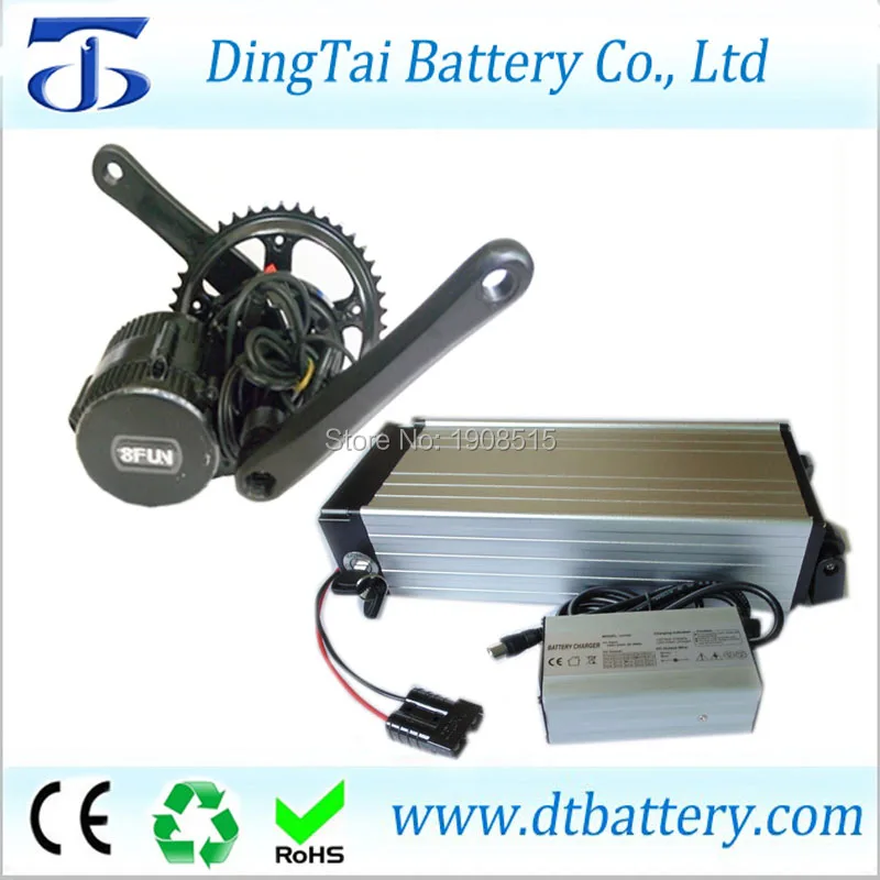 

36v 500w 8fun/bafang/bafun center motor conversion kit BBS02B with 36V 20Ah Li-ion rear rack ebike battery and charger