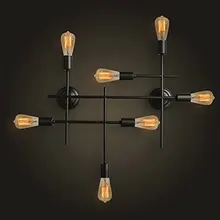 7-light Retro Loft Nordic Pipe Wrought Iron Ceiling Lights Ceiling Lamp for Living Room Bedroom Vintage Ceiling Lights lampara new vintage loft ceiling light creative iron metal hanging lamp fixture american retro decorative ceiling lights 1 2 3 4 lights