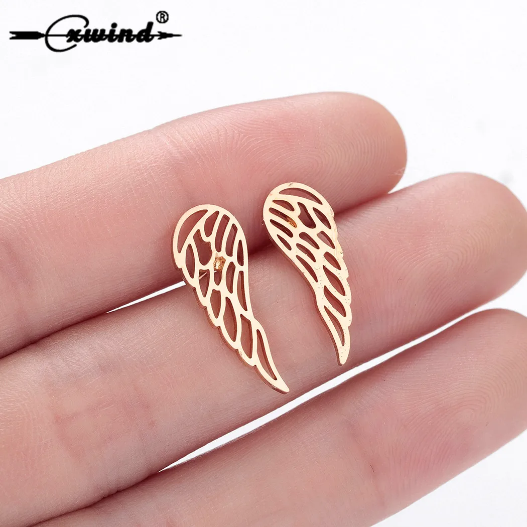 

Cxwind Angel Wings Stud Earrings For Women Punk Heart Tree Owl Rabbit Animal Earings 2019 Female Ear Jewelry Brincos boho