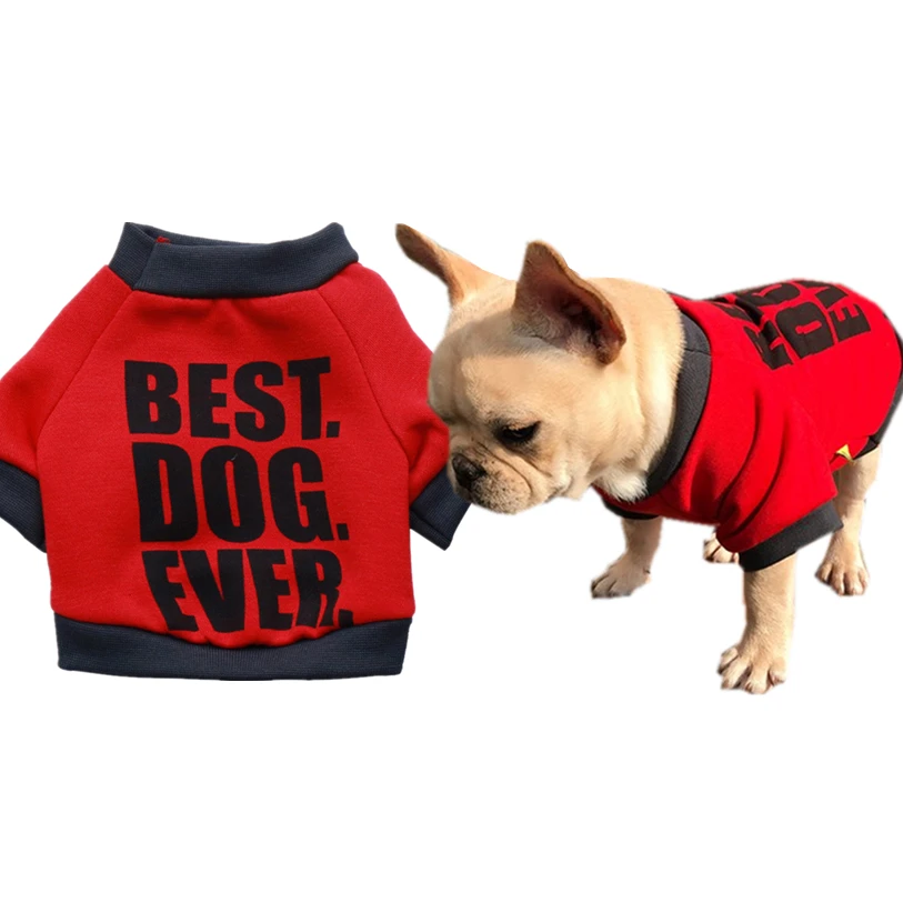 Pet Dog Clothes Winter Best Dog Ever Funny Letters Fleece Shirt Apparel