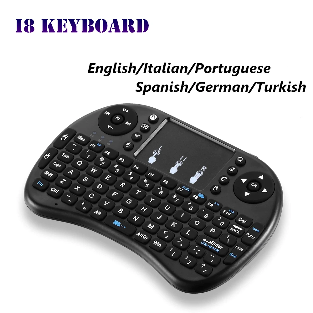 

Portable Wireless Mini Keyboard 2.4GHz Touchpad For Android TV Box Italian Portuguese Spanish German Turkish Language Optional