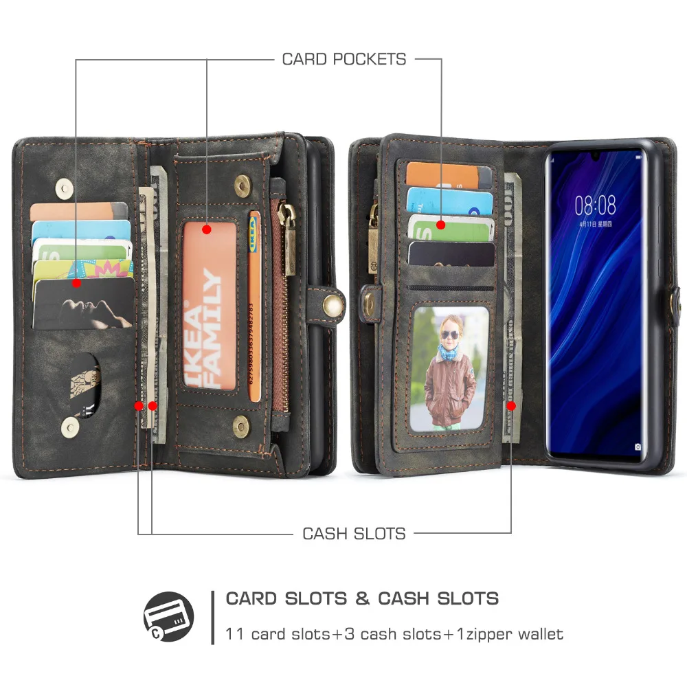 CaseMe Leather Flip Cover For Huawei P30 Wallet Bag Multi-functional Magnetic Phone Cases For Huawei Mate 20 P20 Pro Wallet Case