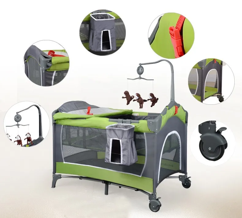 Function Portable Folding Crib Playpen Baby Bed Continental Bed