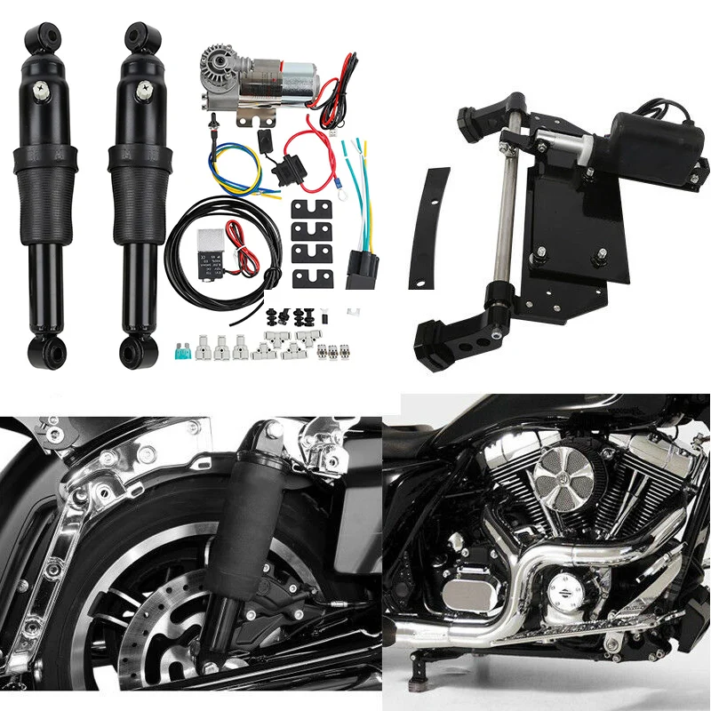 Motorcycle Rear Air Ride Suspension Electric Center Stand For Harley Touring Road King Electra