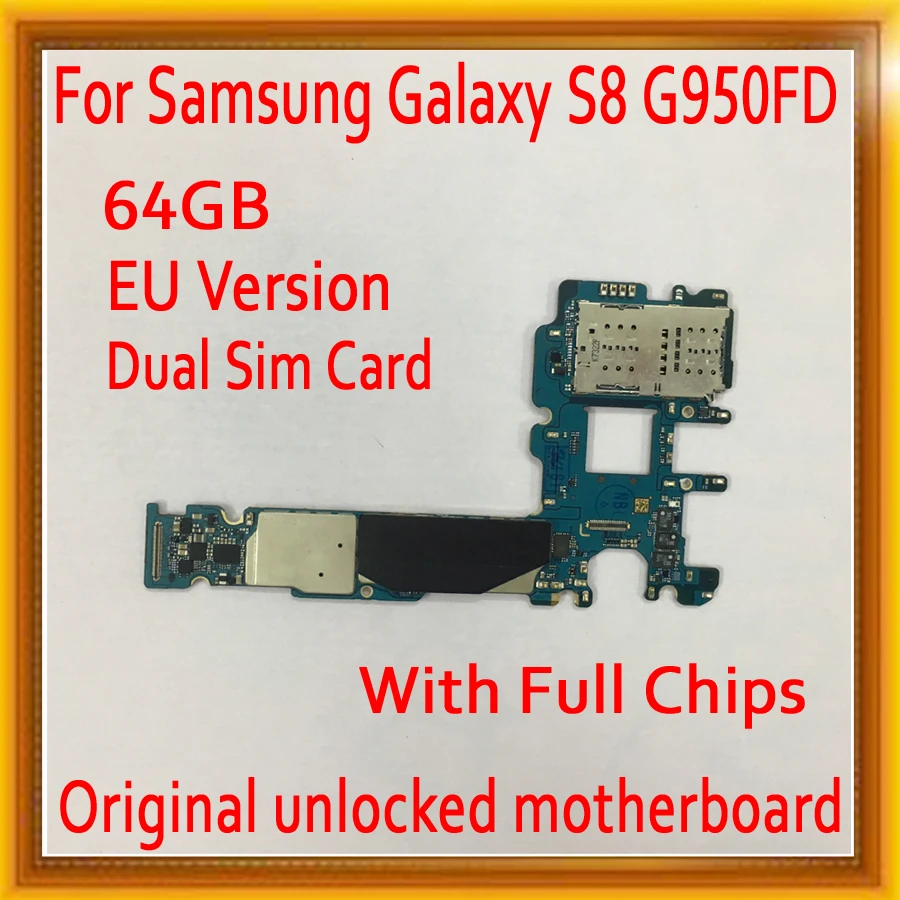 

For Samsung Galaxy S8 G950FD Original unlocked Motherboard EU Version,Dual Sim Card for Samsung Galaxy S8 G950FD Mainboard 64GB