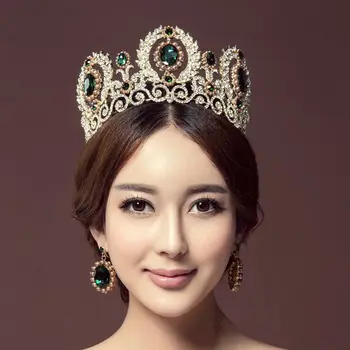 

Luxury Baroque Queen's crown rhinestone hair ornaments jewelry European princess bridal crowns wedding hair jewelry