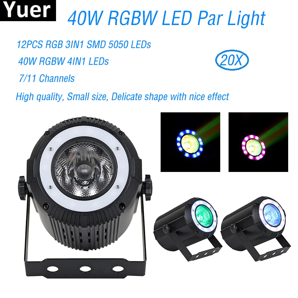 

20Pcs/Lot 40W RGBW 4IN1 Beam Par Light 12PCS RGB 3IN1 SMD 5050LED DMX Sound DJ Disco Lights Party Club Bar Stage Par Lights