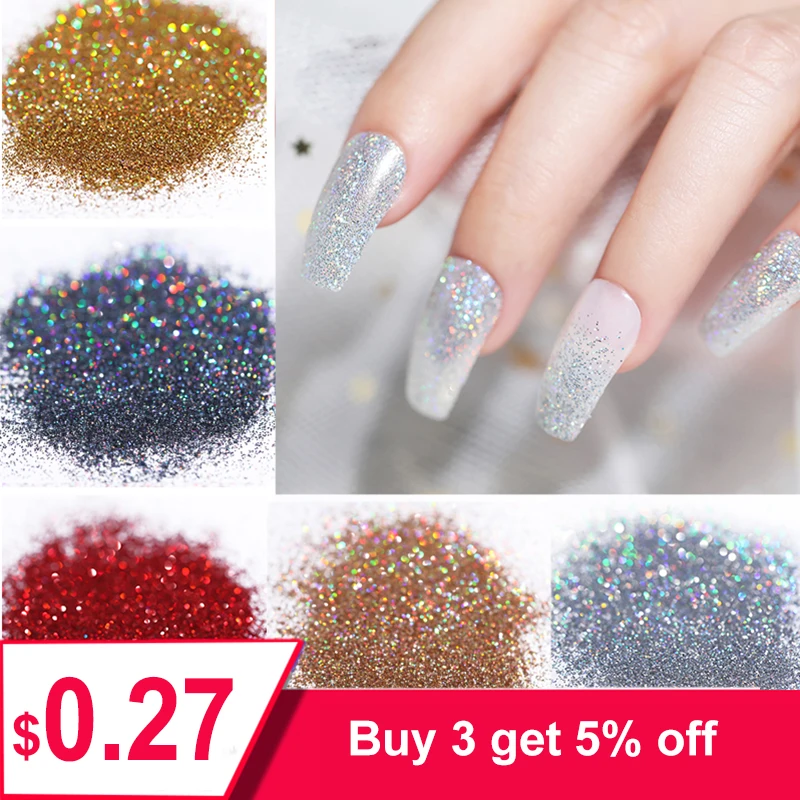 5g لامعة مسمار مسحوق مسمار الفن بريق لامع كروم الصباغ الغبار الثلاثية الأبعاد DIY مانيكير مسمار الفن اكسسوارات تصميم