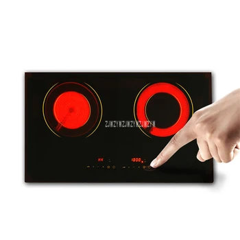 

220V 2200Wx2 Electric Ceramic Induction Cooker Cooktop Cookware Black Micro Crystal Panel Ceramic Stove With 2 Cooker MD-H2002