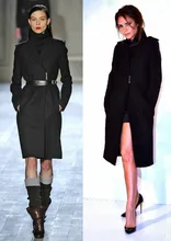 Free shipping 2015 Women Black Single Breasted X-Long Coat Long Sleeves Slim Trench M12228