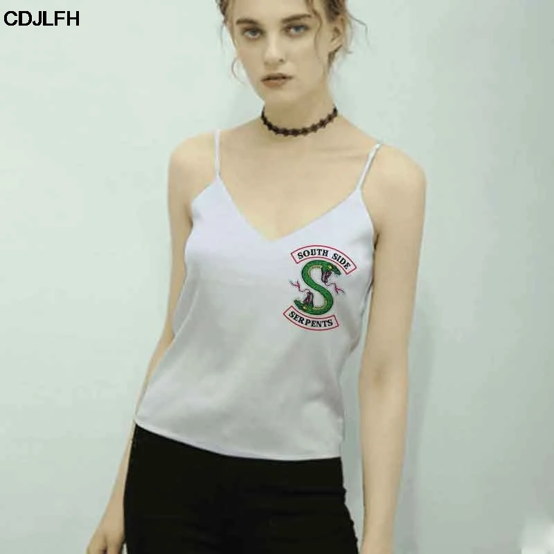 

Summer Sleeveless Top Halter Riverdale T Shirt Women SouthSide Serpents Jughead Tshirt Riverdale South Side T-shirt Female