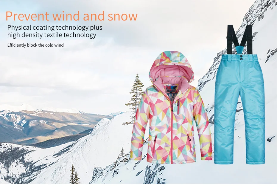 MUTUSNOW/лыжный костюм для девочек; водонепроницаемая ветрозащитная куртка с капюшоном и штаны; теплая детская одежда для катания на лыжах и сноуборде