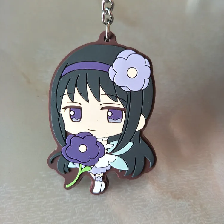 Puella Magi Madoka Magica Аниме ПВХ брелок Akemi Homura Miki Sayaka Sakura Kyouko милые забавные Подвески брелки для ключей portachiavi - Цвет: 3