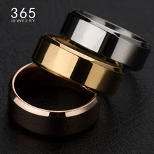 Nova venda quente banda de titânio escovado anel de casamento sólido brilhante 316l anel de aço inoxidável para presente do dia dos namorados