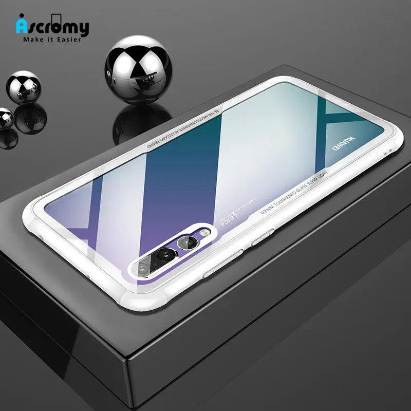 Ascromy для huawei P20 Lite чехол телефона Роскошный блеск закаленное Стекло Силиконовые