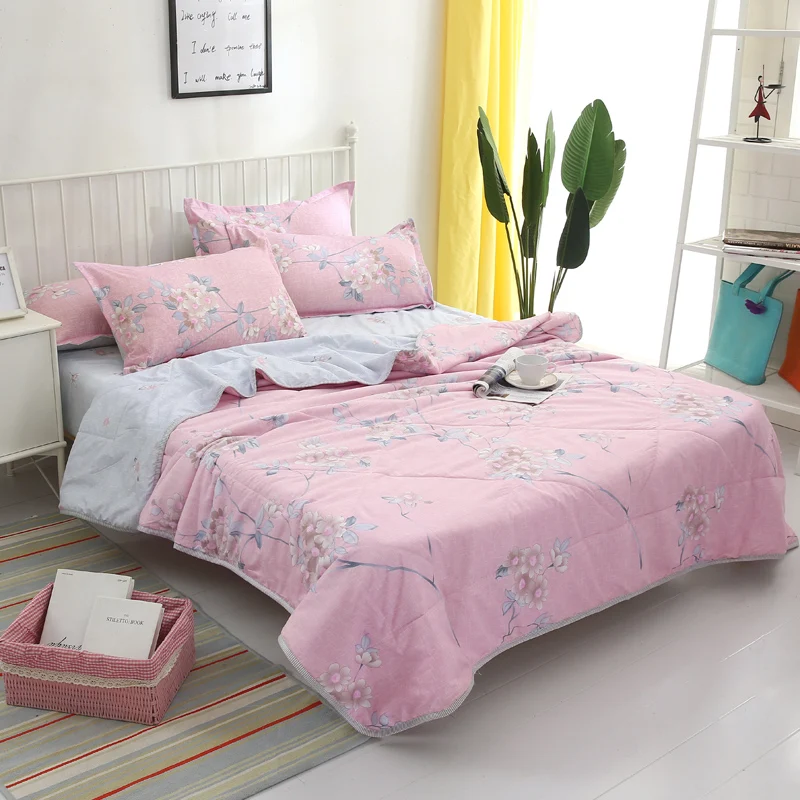 Двойной размер, стеганое покрывало, летнее, используется edredon, механическое, стирается, Стёганое, цветочный стиль, для детей, розовое, одиночное одеяло