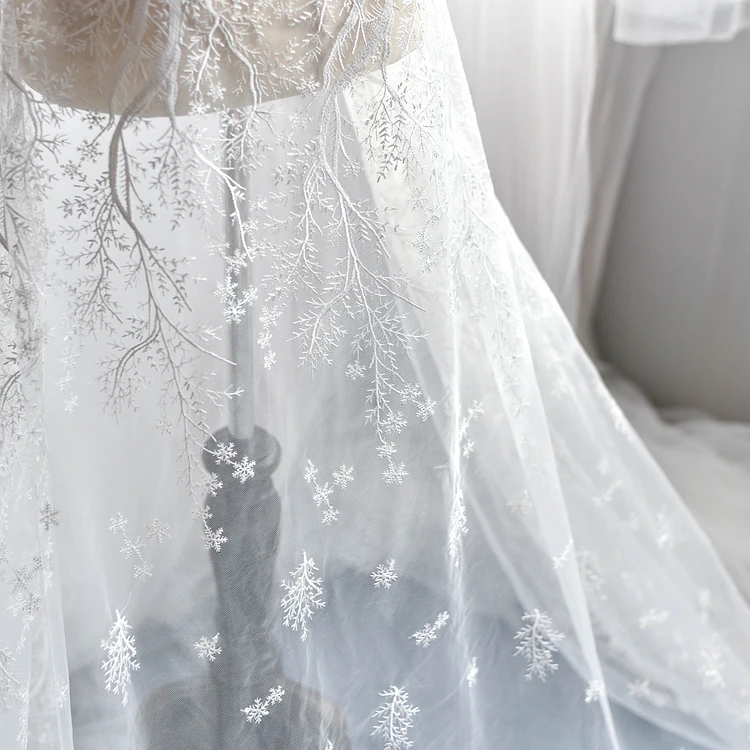 Снежинка вышивка кружевная ткань свадебная вуаль модная Высококачественная сетчатая ткань платье украшения аксессуары белый