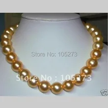 Очаровательное 12 мм Золотое Южное море Жемчужное ожерелье 18 дюймов модные ювелирные изделия женские ювелирные изделия Новинка