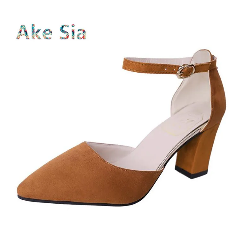 

2017 summer new Korean version of the wild high heels pointed buckle sandals female hollow with the women's singles shoes s0010