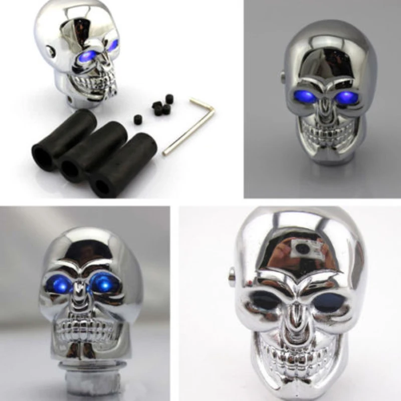 3D Skull Head Blue Led Eye Car Automatic Speed Wood Style Gear Shift Knob Cool | Автомобили и мотоциклы
