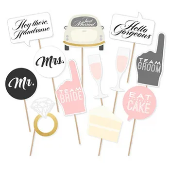 

12PSC/Set Fun Wedding Decoration Photo Booth Props DIY Mr Mrs Photobooth Props Photo Accessories Wedding Event Party Supplies