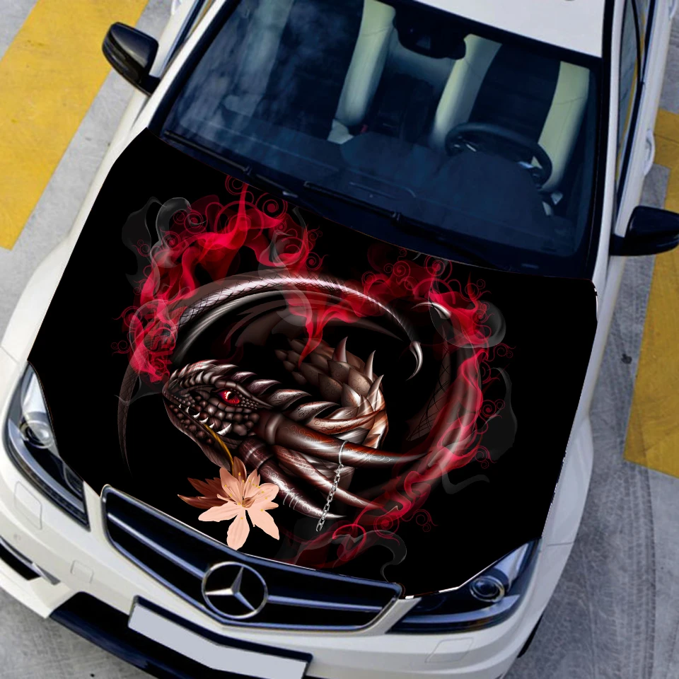 3d動物パターンフードエンジンカバーステッカー防水日焼け翼竜火竜車ヘッド保護変更カラーフィルム Stickers Waterproof Car Protection Filmengine Cover Aliexpress