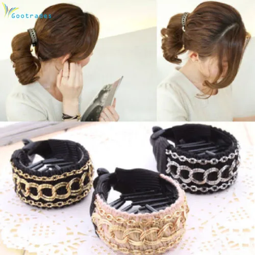 

1 Pc Fashionable Luxury Cute Women Gold Chain Hair Clip Barrette Ponytail Holder