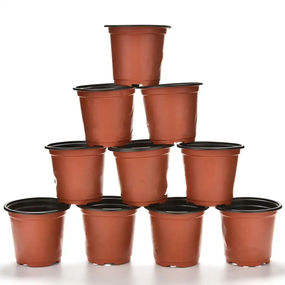 10 Pcs Set Plastic Round Flower Pot Nursery Pots Planter Home 10 Pcs Set Plastic Round Flower Pot