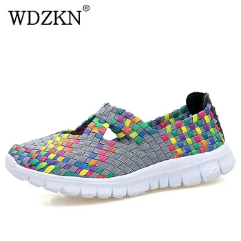 

WDZKN Shoes Woman Summer Slip On Flats Sneakers Breathable Lightweight Women Flat Shoes Manual Woven Shallow Women Casual Shoes