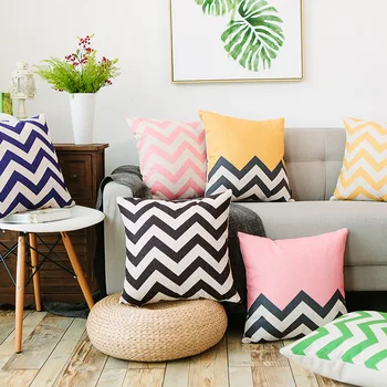 

100% Cotton Linen Throw Pillow Covers Black and White Striped Covers 45x45 Yellow/Blue Stripe Pillow Cover Case